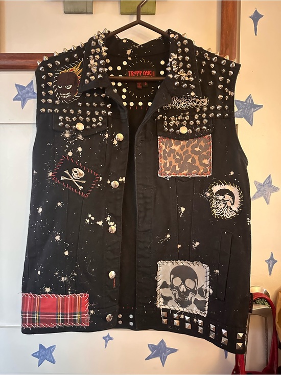 Tripp nyc Other - TRIPP NYC Hand-Studded Black Punk Patchwork Vest